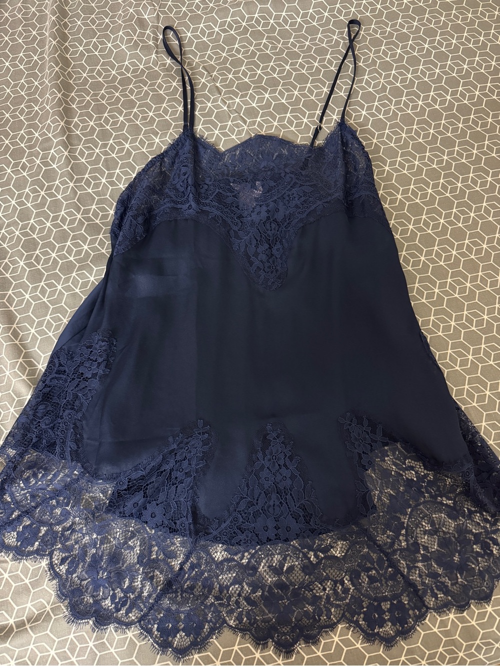 Victoria's Secret Navy Satin Lace Slip Chemise S - Picture 2 of 4